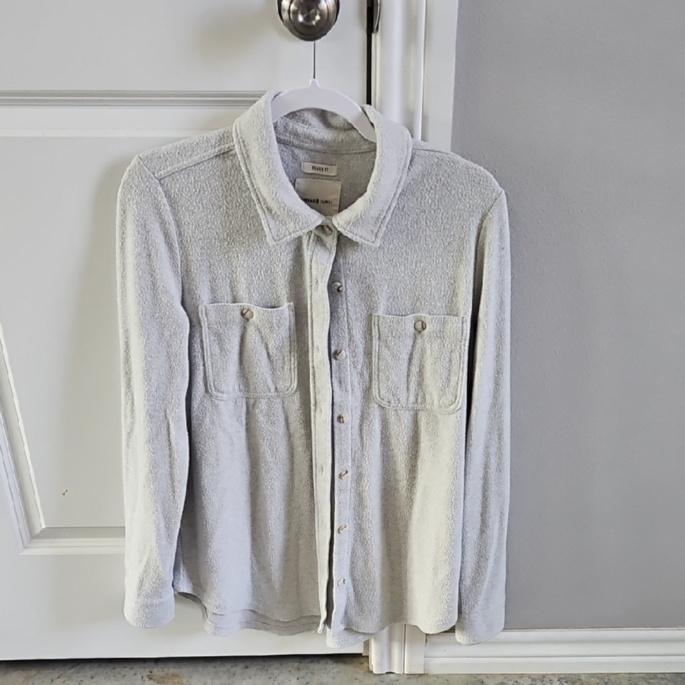 Thread & Supply Light Gray Button Down Shirt - image 1